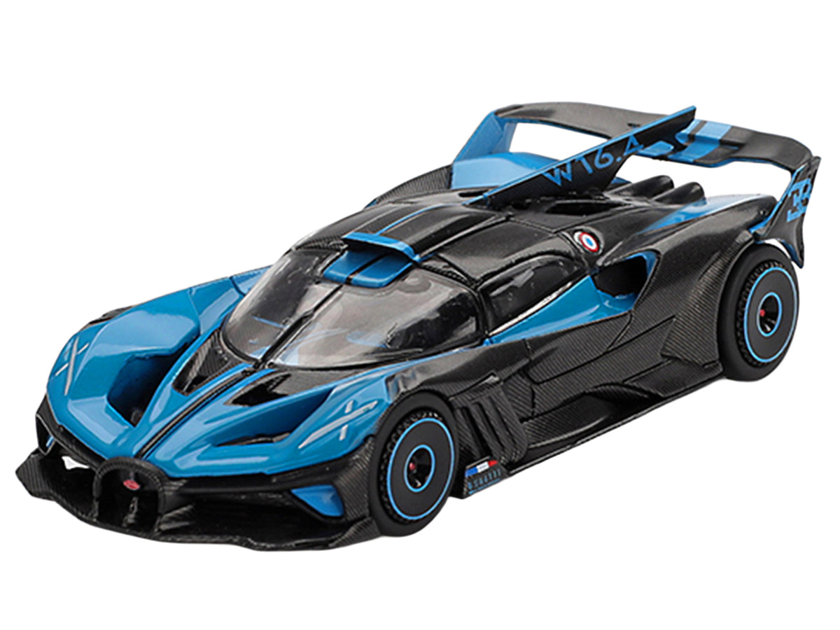 Bugatti Bolide Presentation Blue and Carbon Fiber Limited Edition 1/64 Diecast Model Car