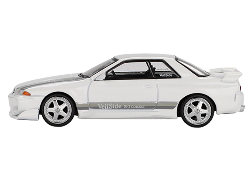 Nissan Skyline GT-R (R32) RHD (Right Hand Drive) "Veilside Combat C-I" White with Gray Stripes Limited Edition 1/64 Diecast Model Car
