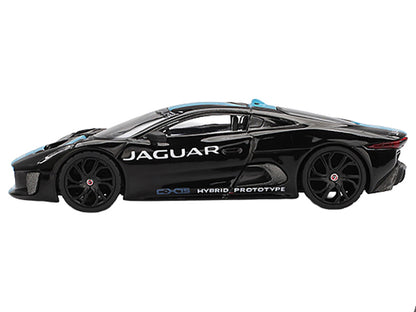 Jaguar C-X75 Black with Light Blue Stripe Limited Edition 1/64 Diecast Model Car