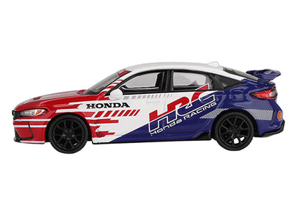 Honda Civic TYPE R "2024 Pace Car HRC" White with Red and Blue Graphics Limited Edition 1/64 Diecast Model Car