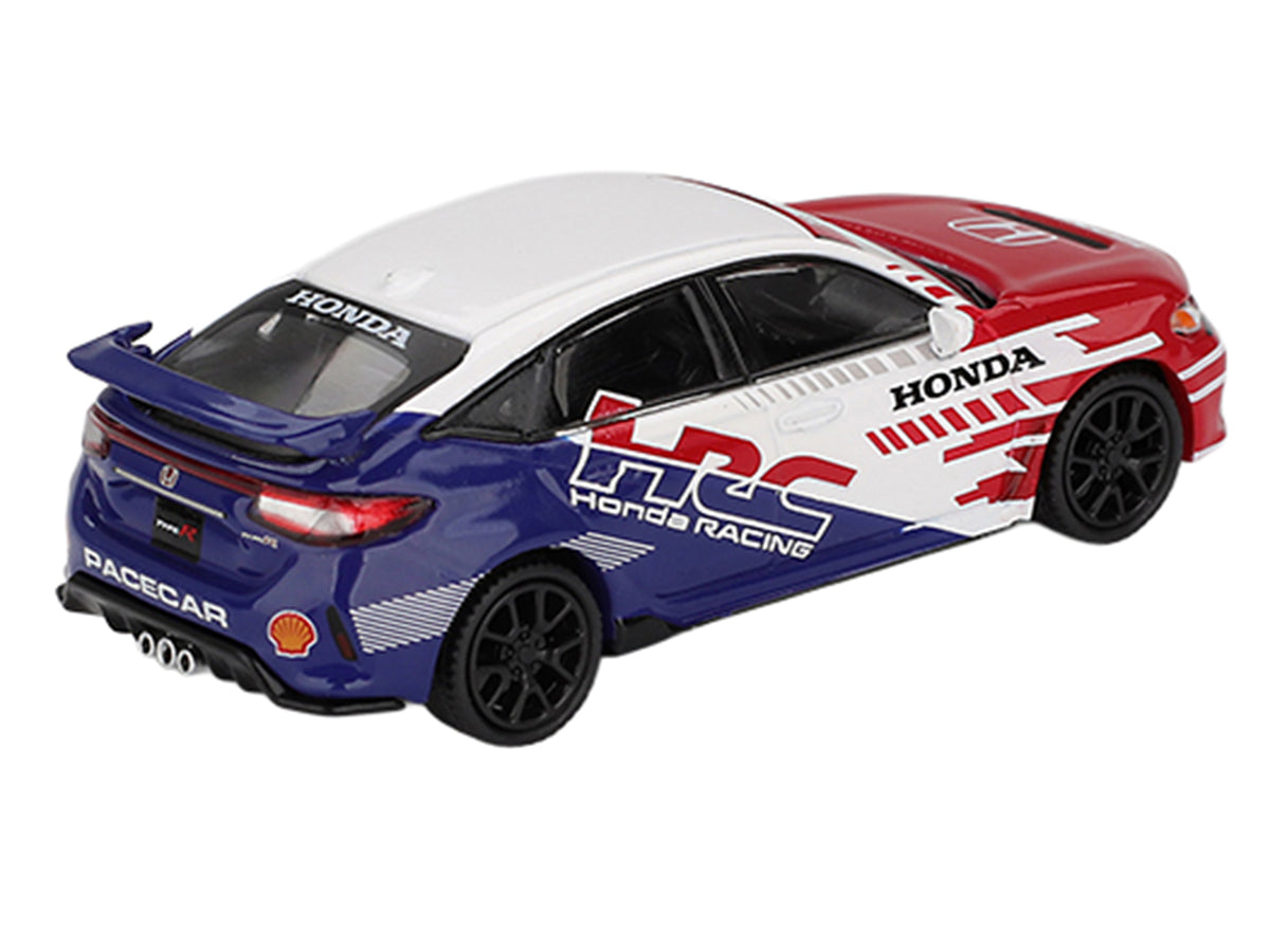 Honda Civic TYPE R "2024 Pace Car HRC" White with Red and Blue Graphics Limited Edition 1/64 Diecast Model Car