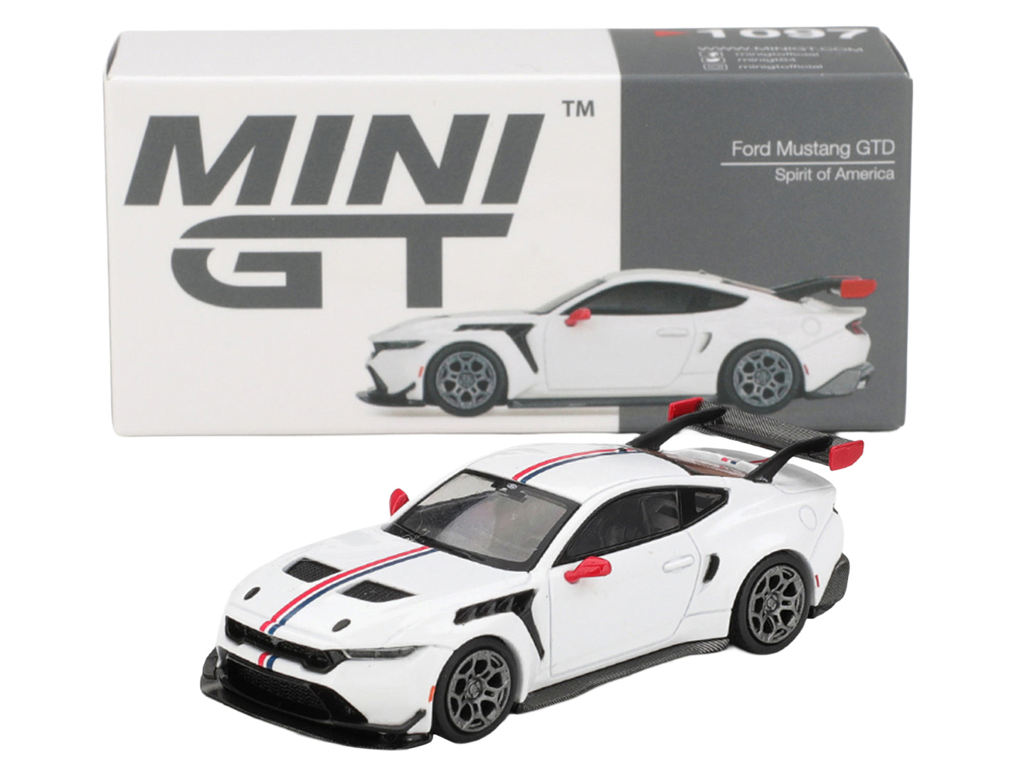 Ford Mustang GTD "Spirit of America" White with Red and Blue Stripes Limited Edition 1/64 Diecast Model Car