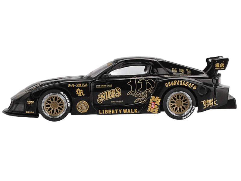 Mazda RX-7 LB-Super Silhouette "FD-NILES" Black with Gold Graphics Limited Edition 1/64 Diecast Model Car