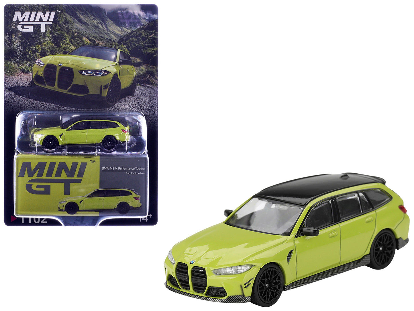 BMW M3 M Performance Touring Sao Paulo Yellow with Black Top Limited Edition 1/64 Diecast Model Car
