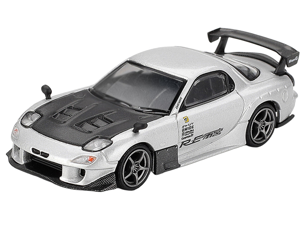 Mazda RX-7 RE-Amemiya Silver Metallic with Matt Black Hood Limited Edition 1/64 Diecast Model Car