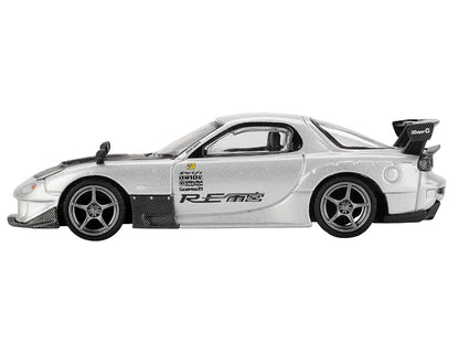 Mazda RX-7 RE-Amemiya Silver Metallic with Matt Black Hood Limited Edition 1/64 Diecast Model Car