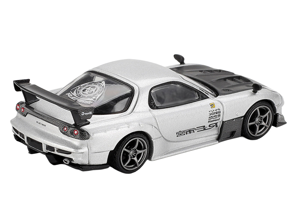 Mazda RX-7 RE-Amemiya Silver Metallic with Matt Black Hood Limited Edition 1/64 Diecast Model Car