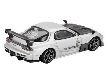 Mazda RX-7 RE-Amemiya Silver Metallic with Matt Black Hood Limited Edition 1/64 Diecast Model Car