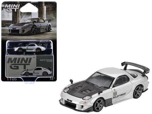 Mazda RX-7 RE-Amemiya Silver Metallic with Matt Black Hood Limited Edition 1/64 Diecast Model Car