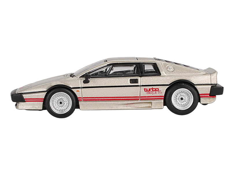 Lotus Esprit Turbo Silver Metallic with Red Stripes Limited Edition 1/64 Diecast Model Car