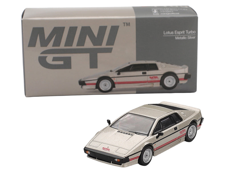 Lotus Esprit Turbo Silver Metallic with Red Stripes Limited Edition 1/64 Diecast Model Car