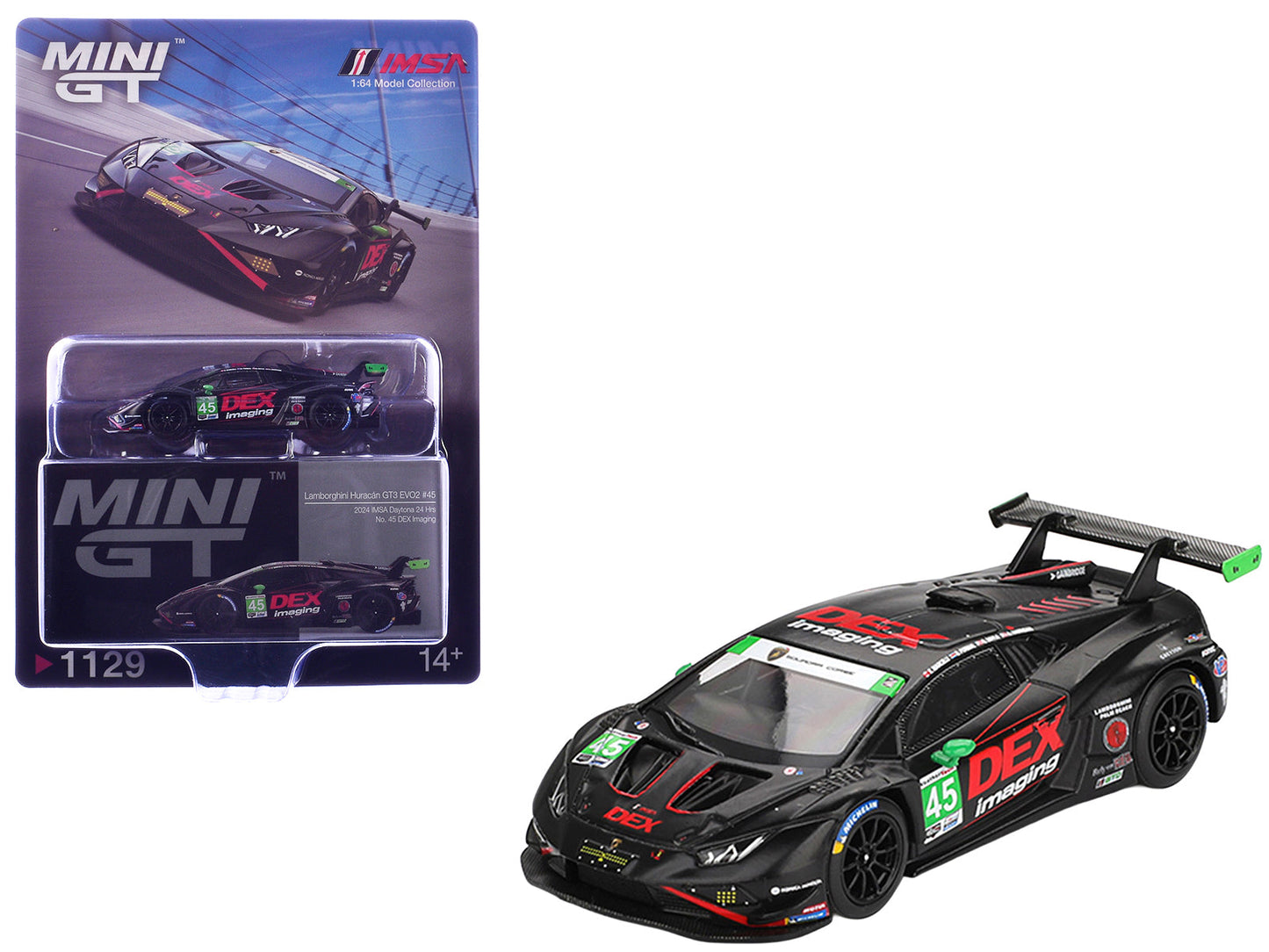 Lamborghini Huracan GT3 EVO2 #45 Graham Doyle - Danny Formal - Ashton Harrison - Kyle Marcelli "DEX Imaging" IMSA "24 Hours of Daytona" (2024) Limited Edition 1/64 Diecast Model Car