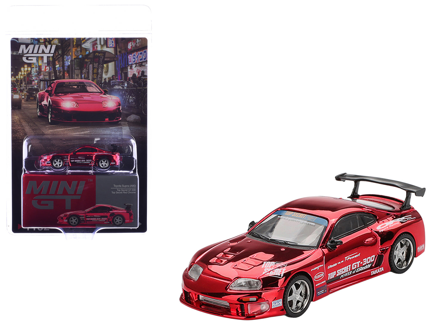Toyota Supra (A80) Top Secret GT-300 RHD (Right Hand Drive) Red Chrome Limited Edition 1/64 Die Cast Model Car