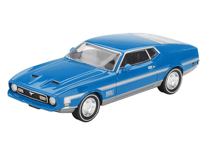 Ford Mustang Mach 1 Grabber Blue with Silver Stripes Limited Edition 1/64 Diecast Model Car