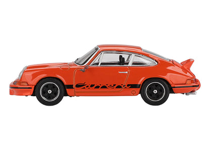 Porsche 911 Carrera RS 2.7 Tangerine with Black Stripes Limited Edition 1/64 Diecast Model Car