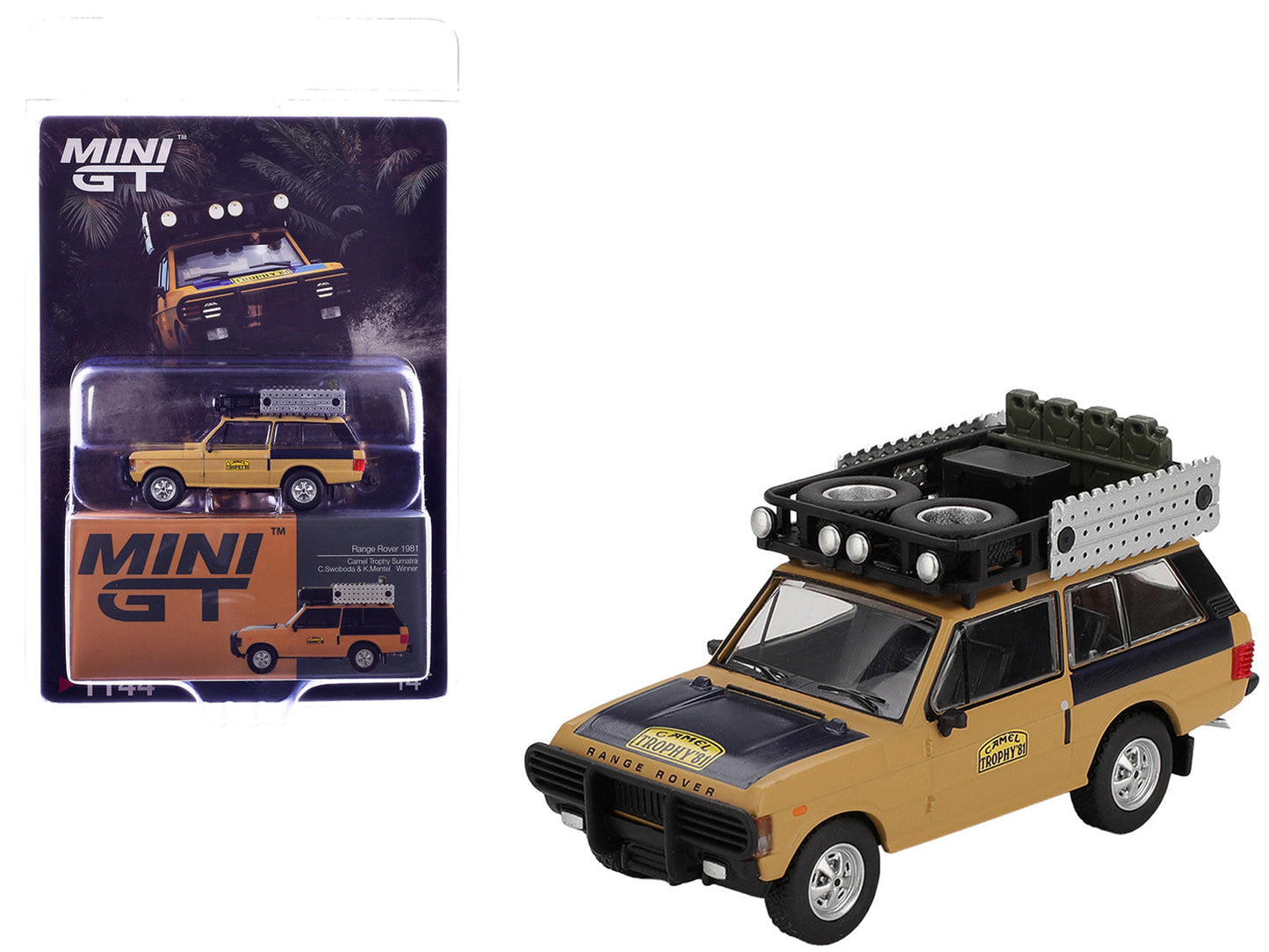 Range Rover with Roofrack "West Germany 1" Christian Swoboda - Knuth Mentel Winner "Camel Trophy Sumatra" (1981) Limited Edition 1/64 Diecast Model Car