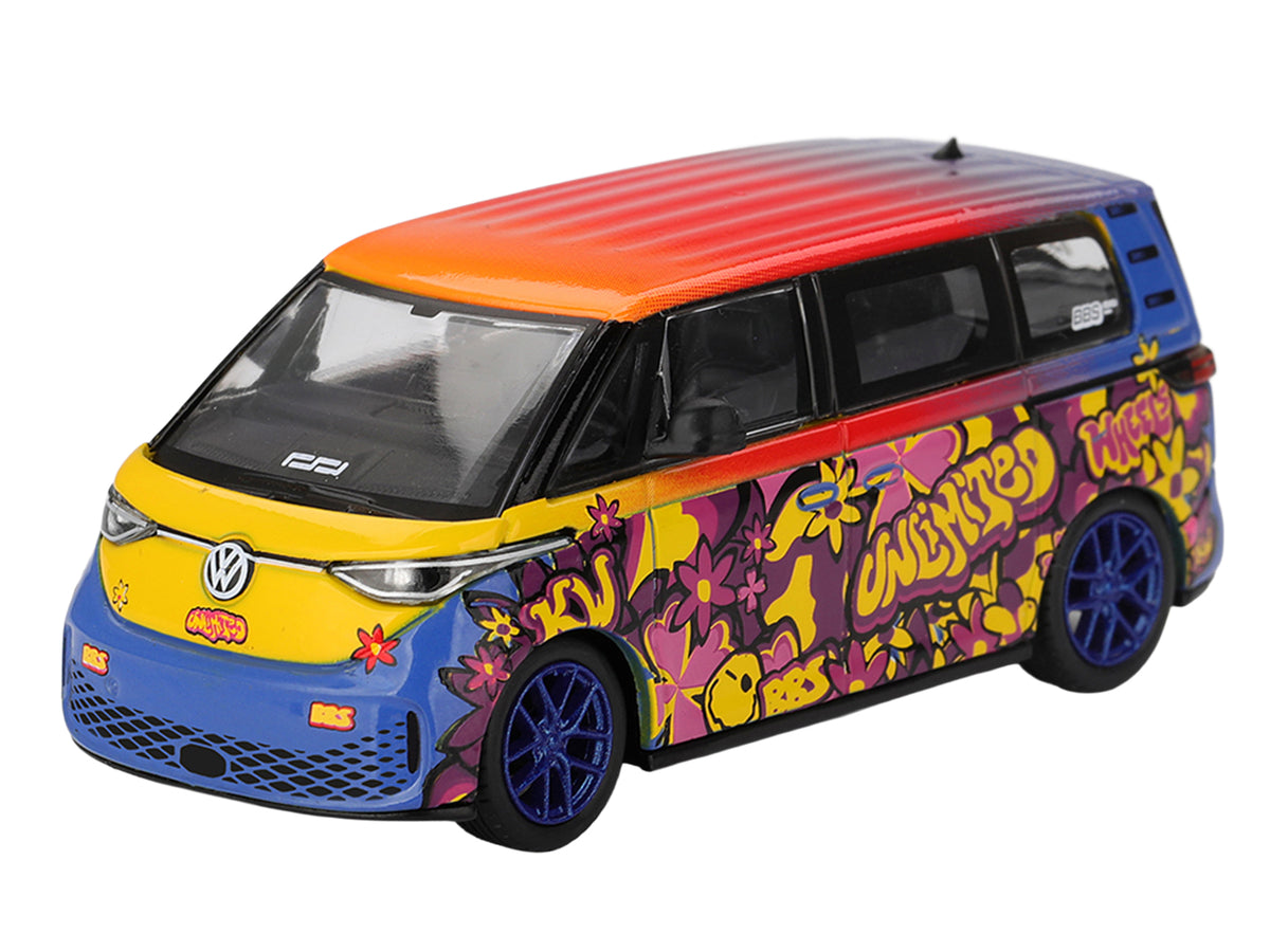 Volkswagen ID.Buzz Van "KW/BBS" Floral Graffiti Livery Limited Edition 1/64 Diecast Model Car