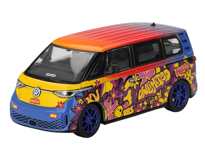 Volkswagen ID.Buzz Van "KW/BBS" Floral Graffiti Livery Limited Edition 1/64 Diecast Model Car
