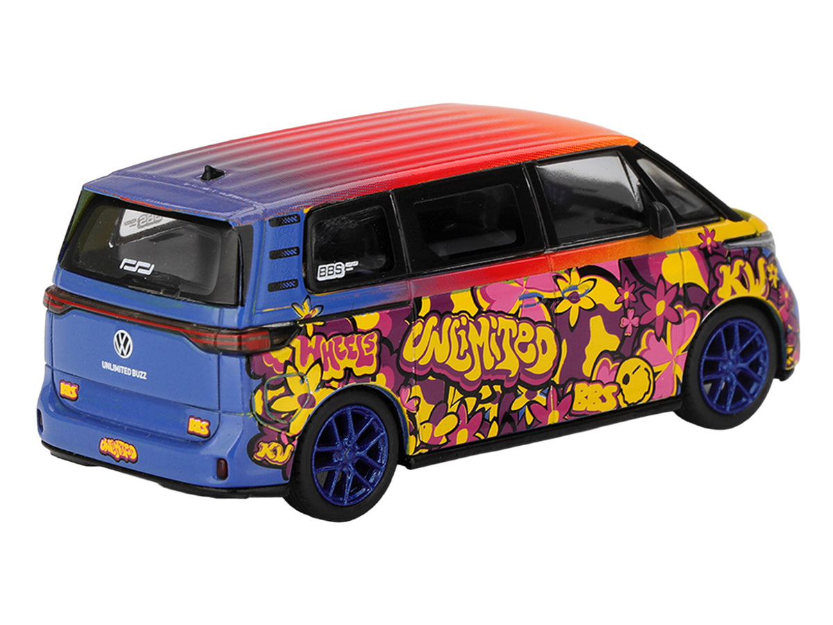 Volkswagen ID.Buzz Van "KW/BBS" Floral Graffiti Livery Limited Edition 1/64 Diecast Model Car