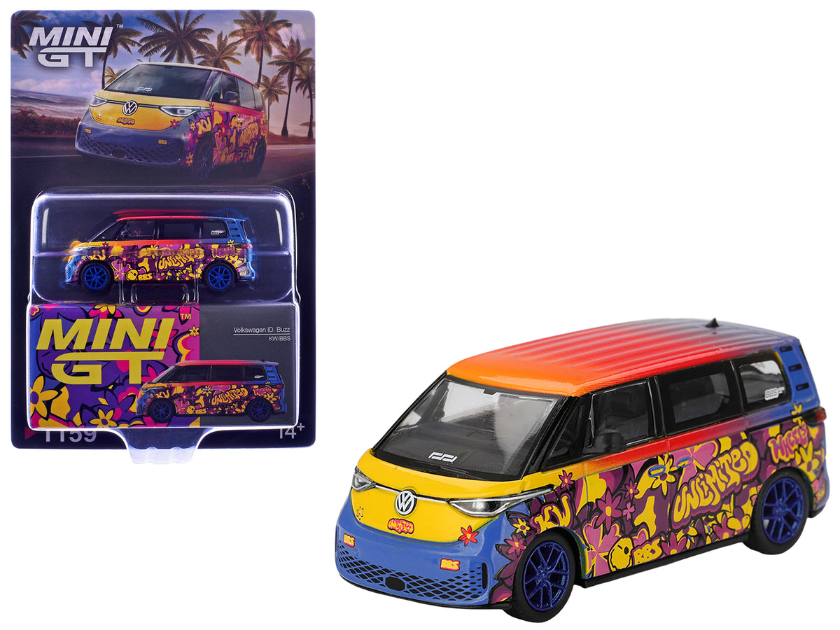 Volkswagen ID.Buzz Van "KW/BBS" Floral Graffiti Livery Limited Edition 1/64 Diecast Model Car