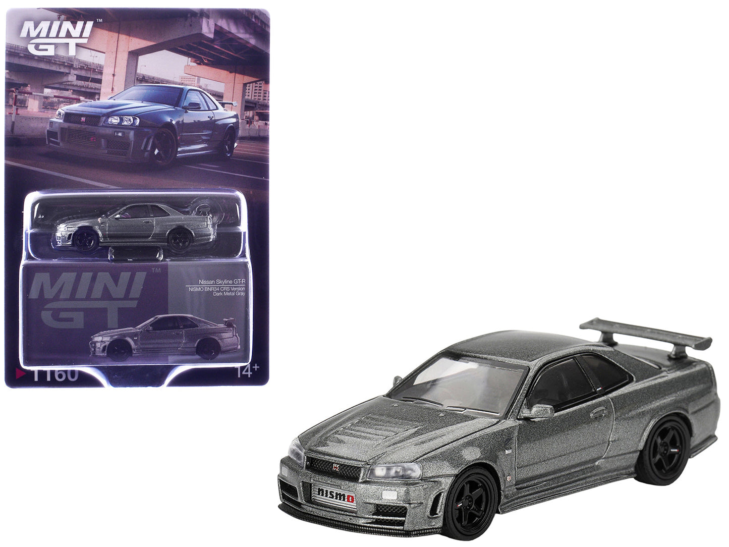 Nissan Skyline GT-R (NISMO BNR34 CRS Version) RHD (Right Hand Drive) Dark Metal Gray Metallic Limited Edition 1/64 Diecast Model Car