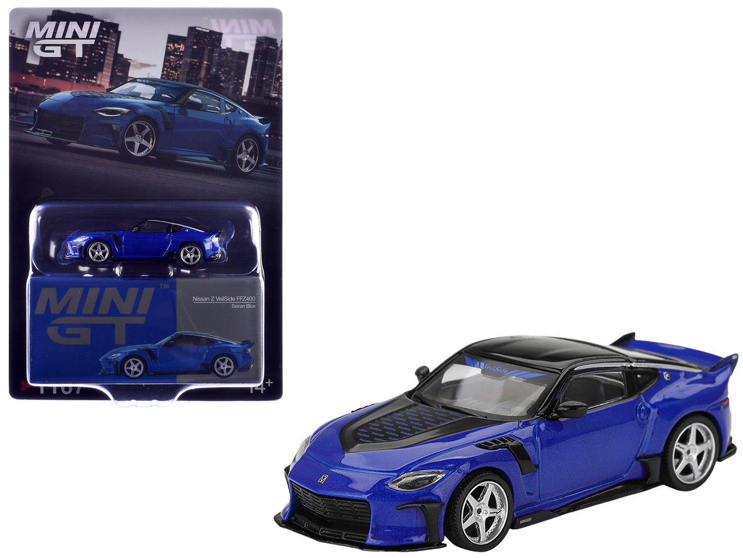 Nissan Z VeilSide FFZ400 Seiran Blue Metallic with Black Top Limited Edition 1/64 Diecast Model Car