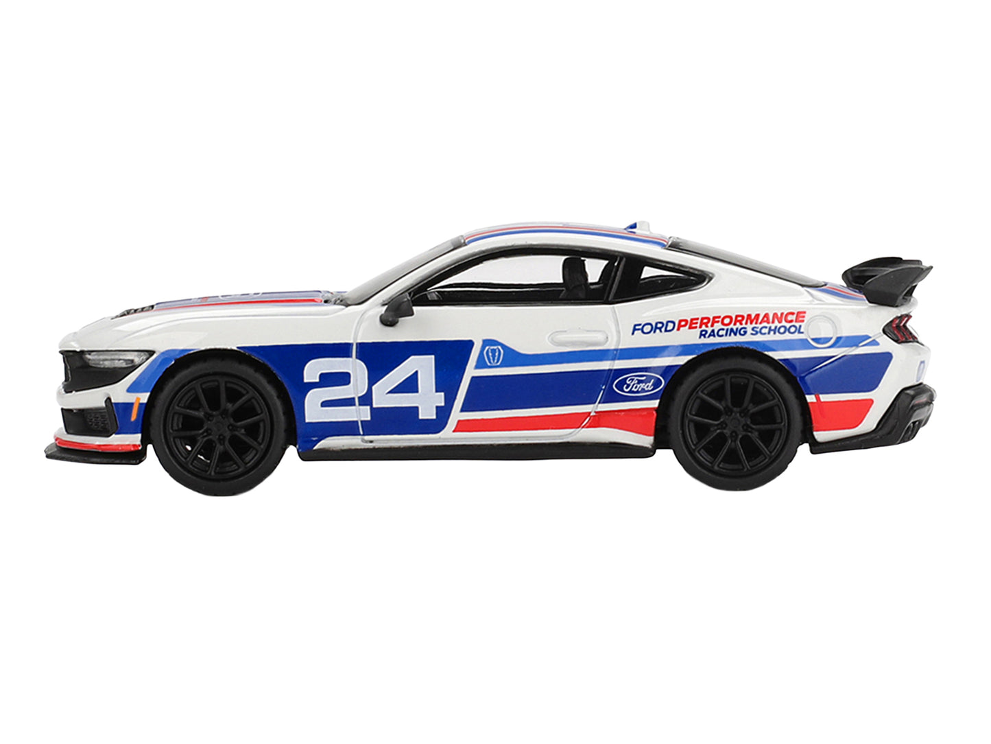 Ford Mustang Dark Horse #24 "Ford Performance Racing School" White with Red and Blue Graphics Limited Edition 1/64 Diecast Model Car