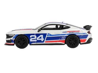 Ford Mustang Dark Horse #24 "Ford Performance Racing School" White with Red and Blue Graphics Limited Edition 1/64 Diecast Model Car