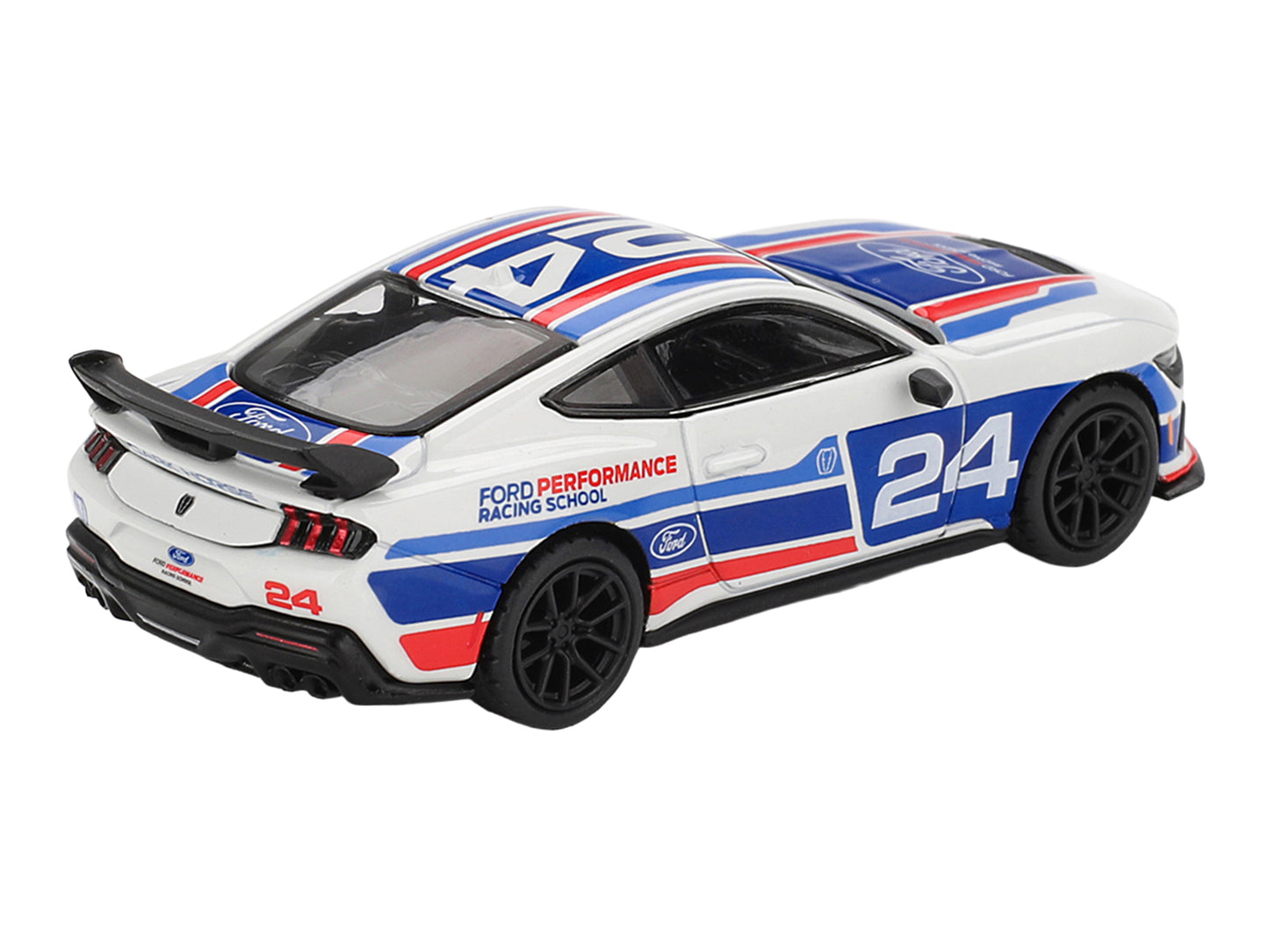 Ford Mustang Dark Horse #24 "Ford Performance Racing School" White with Red and Blue Graphics Limited Edition 1/64 Diecast Model Car