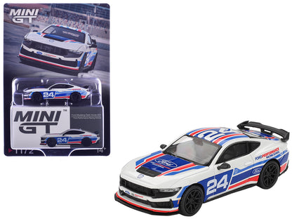 Ford Mustang Dark Horse #24 "Ford Performance Racing School" White with Red and Blue Graphics Limited Edition 1/64 Diecast Model Car