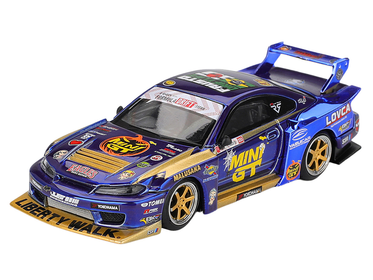 Nissan Silvia (S15) LB-Super Silhouette RHD (Right Hand Drive) #555 Yukio Fausto "Team MINI GT Liberty Walk" Halloween Special "Formula Drift Japan" (2025) Limited Edition 1/64 Diecast Model Car