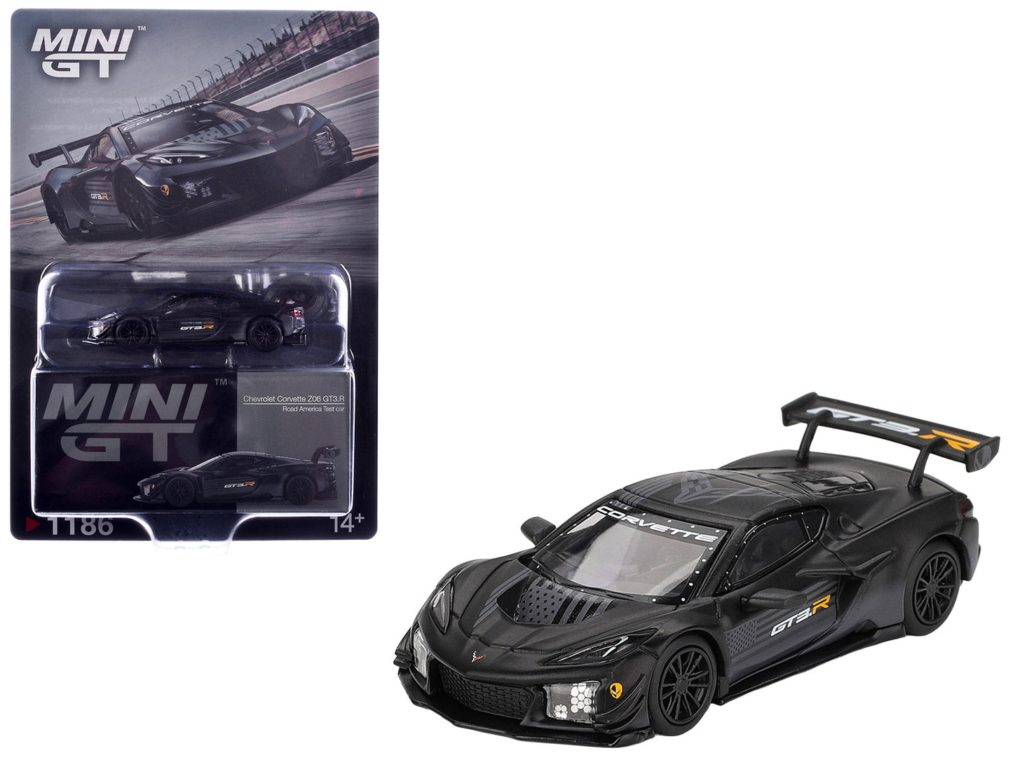 Chevrolet Corvette Z06 GT3.R "Road America Test Car" Black with Graphics Limited Edition 1/64 Diecast Model Car