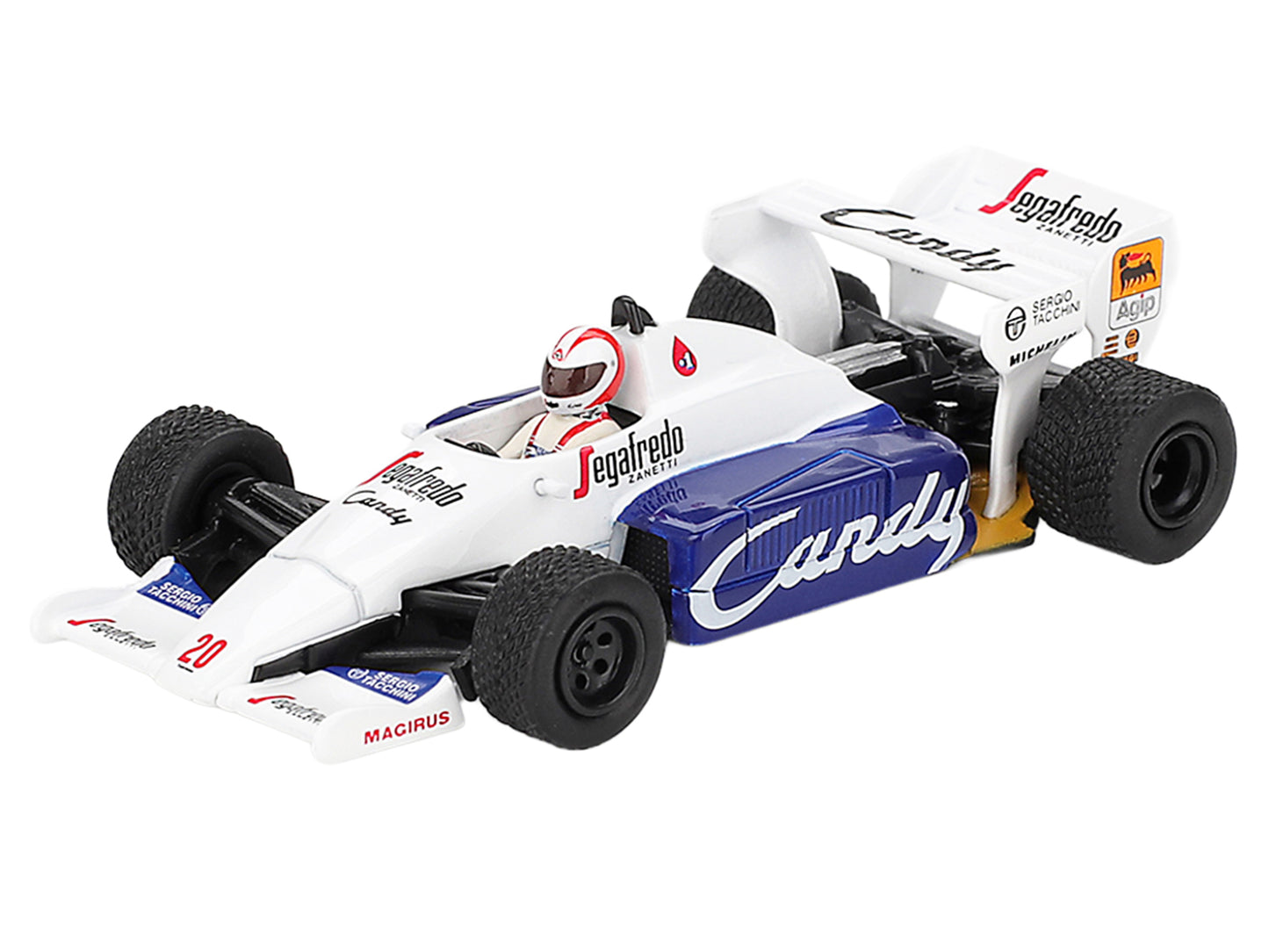 Toleman TG184 #20 Johnny Cecotto Formula One F1 "Monaco GP" (1984) with Driver Figure Limited Edition 1/64 Diecast Model Car