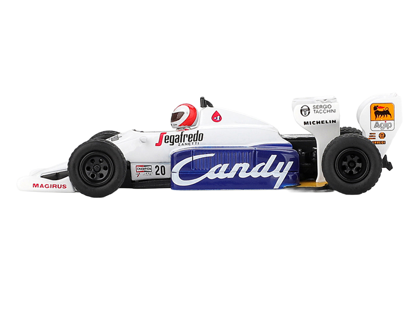 Toleman TG184 #20 Johnny Cecotto Formula One F1 "Monaco GP" (1984) with Driver Figure Limited Edition 1/64 Diecast Model Car