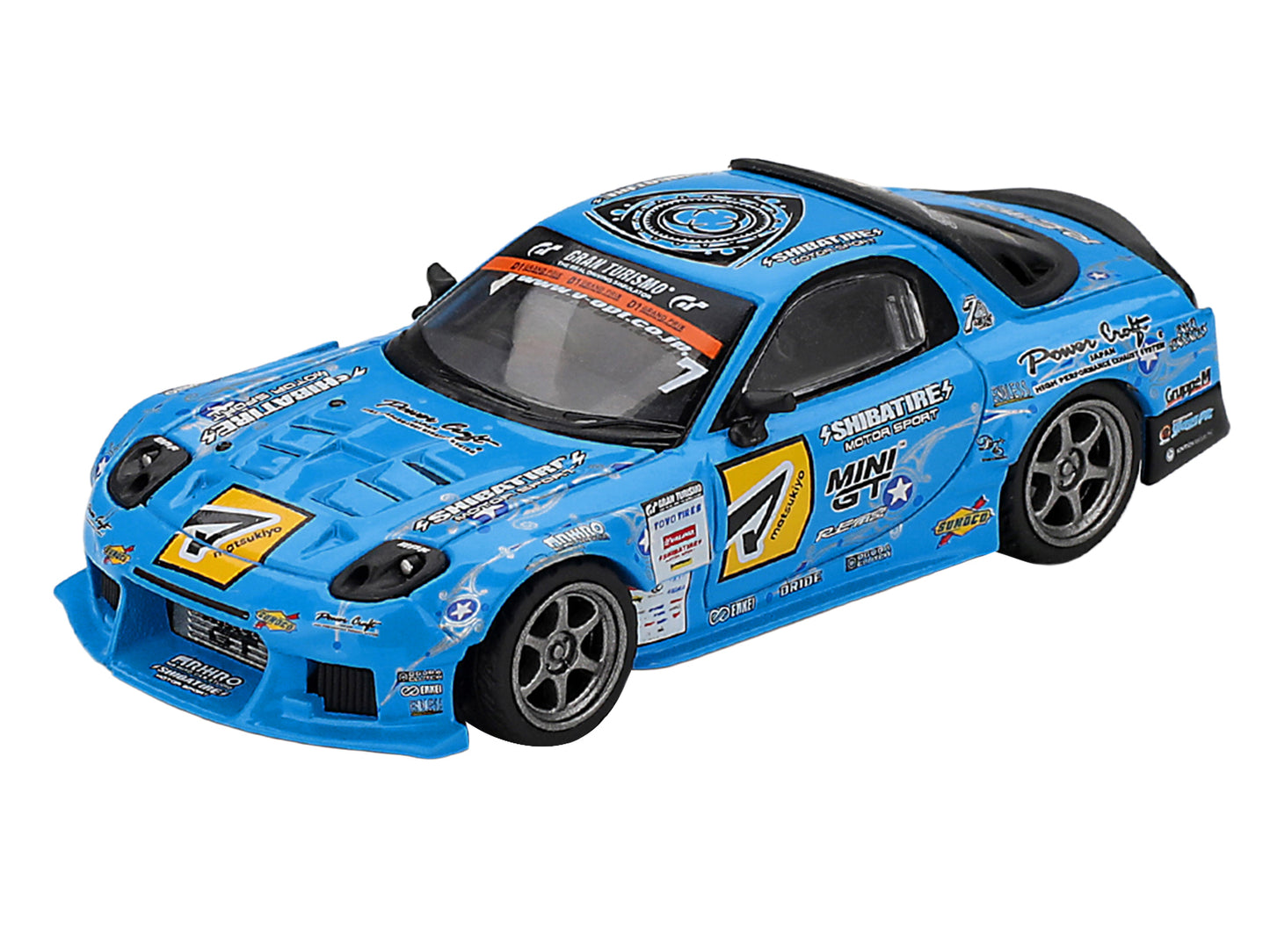 Mazda RX-7 RE-Amemiya RHD (Right Hand Drive) Blue with Graphics "D1GP" (2025) Limited Edition 1/64 Diecast Model Car