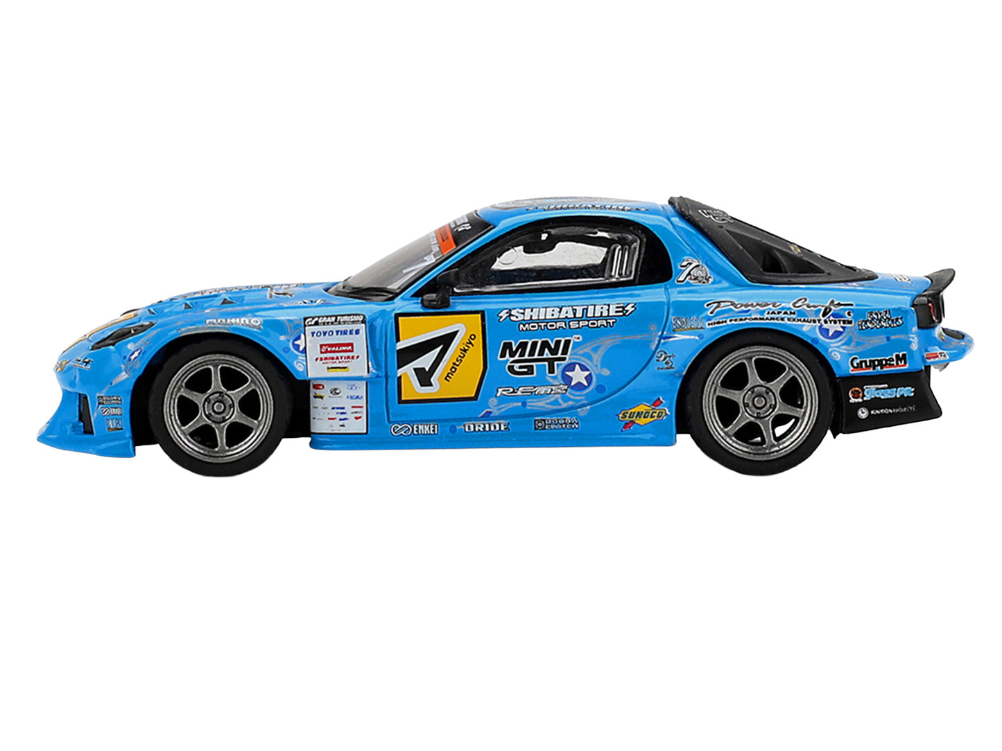Mazda RX-7 RE-Amemiya RHD (Right Hand Drive) Blue with Graphics "D1GP" (2025) Limited Edition 1/64 Diecast Model Car