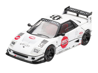 Mazda AZ-1 Liberty Walk LB40 RHD (Right Hand Drive) #58 "LB-Hinomaru" White with Graphics and Red Interior Limited Edition 1/64 Diecast Model Car