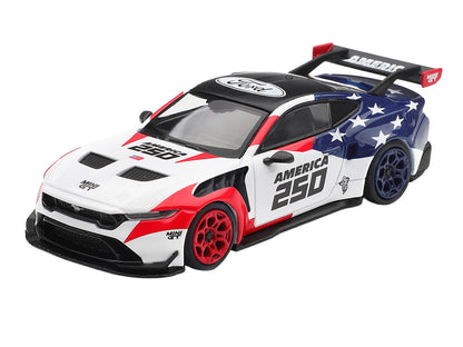 Ford Mustang GTD "America 250 - USA Exclusive" White with American Flag Graphics Limited Edition 1/64 Die Cast Model Car