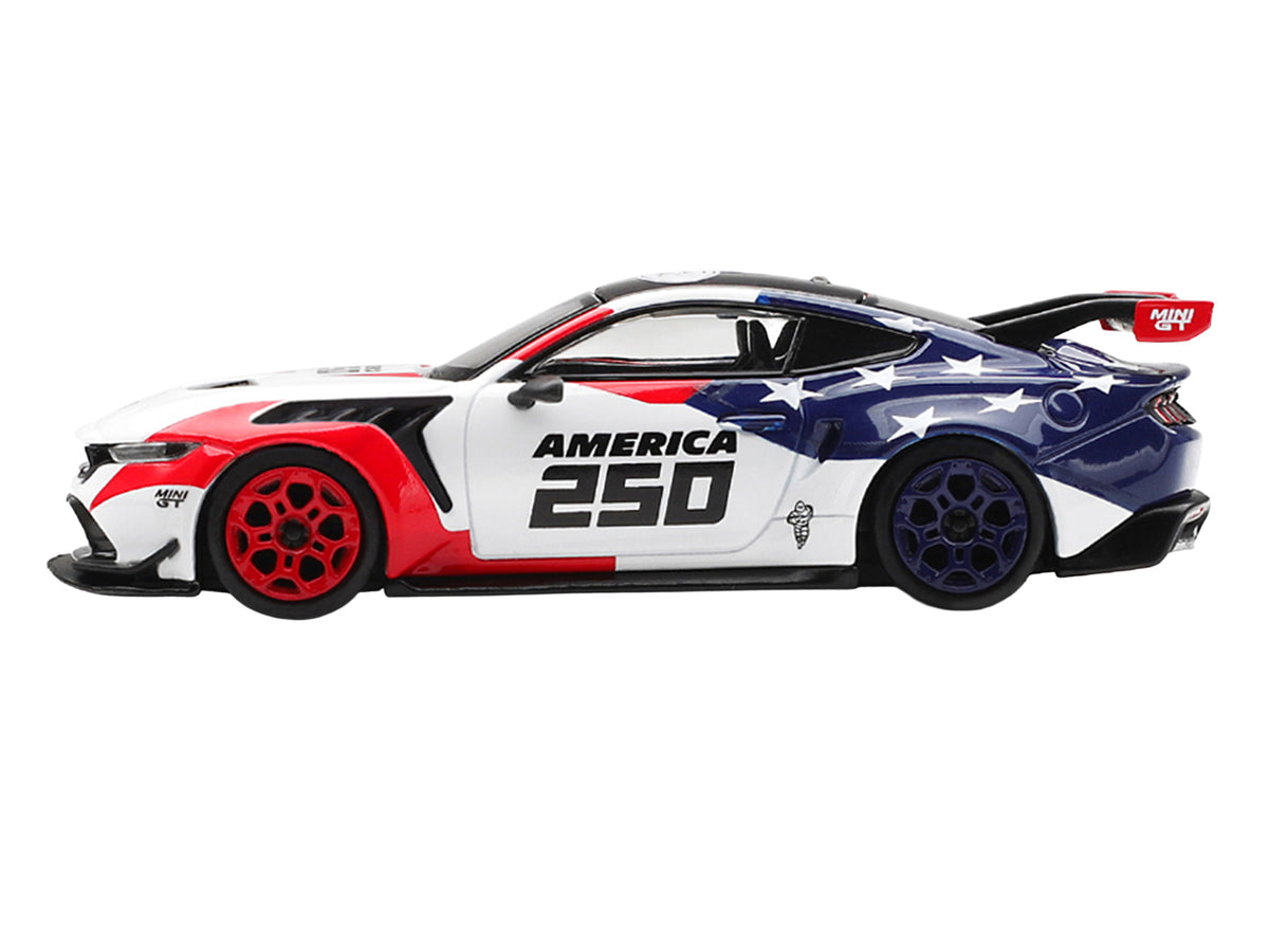 Ford Mustang GTD "America 250 - USA Exclusive" White with American Flag Graphics Limited Edition 1/64 Die Cast Model Car
