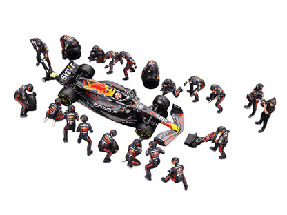 Red Bull RB19 #1 Max Verstappen Winner Formula One F1 "Japanese GP" (2023) with Red Bull Pit Crew Set of 21 pieces Limited Edition to 5000 pieces Worldwide 1/64 Diecast Model Car