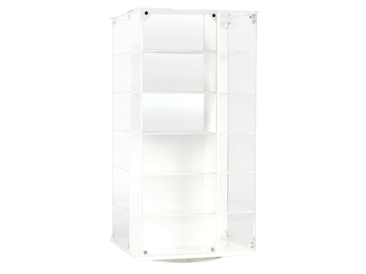 Acrylitower Showcase 24 Car Display Desktop Spinner with Cover White "Mijo Exclusives" for 1/64 Scale Models