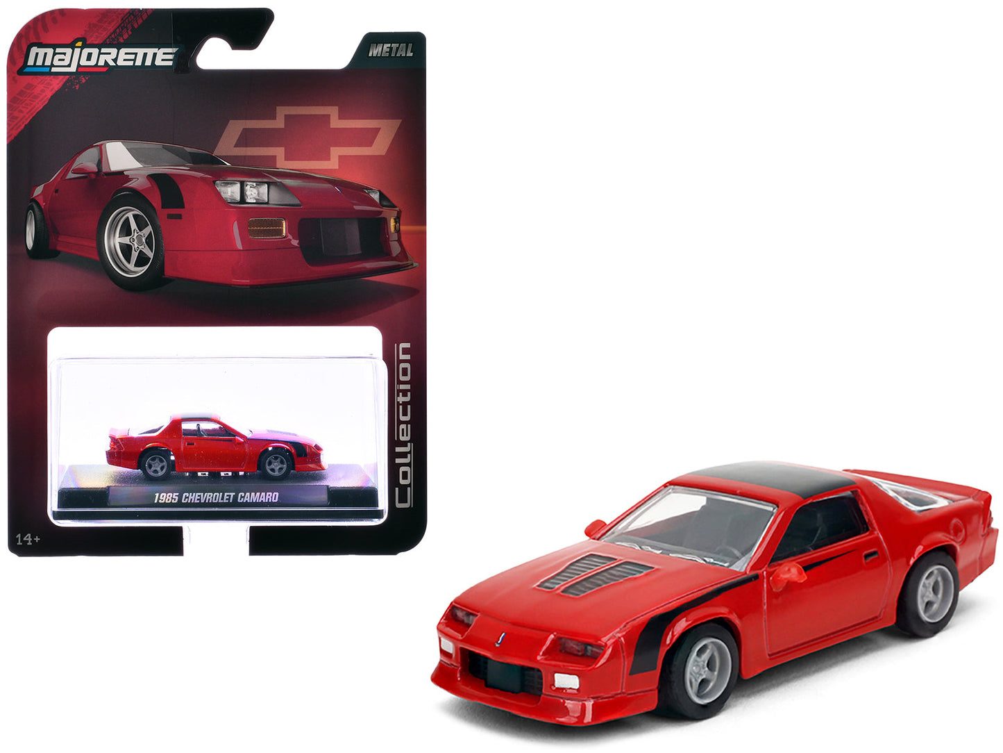 1985 Chevrolet Camaro Red with Black Top and Stripes "Collection" Series 1/64 Diecast Model Car