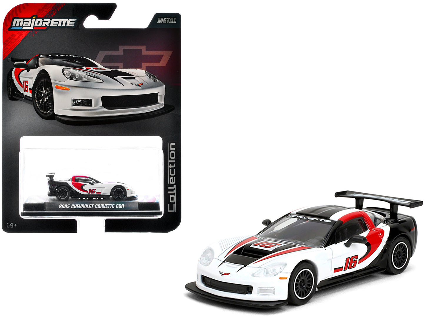 2005 Chevrolet Corvette C6R #16 White with Black and Red Graphics "Collection" Series 1/64 Diecast Model Car