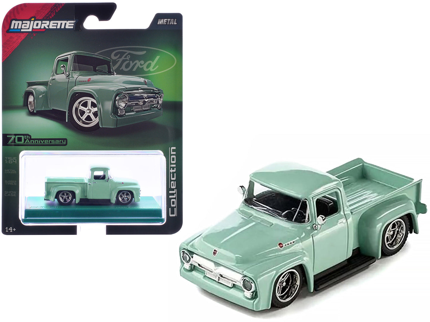 1956 Ford F-100 Pickup Truck Light Green "Collection" Series 1/64 Diecast Model Car