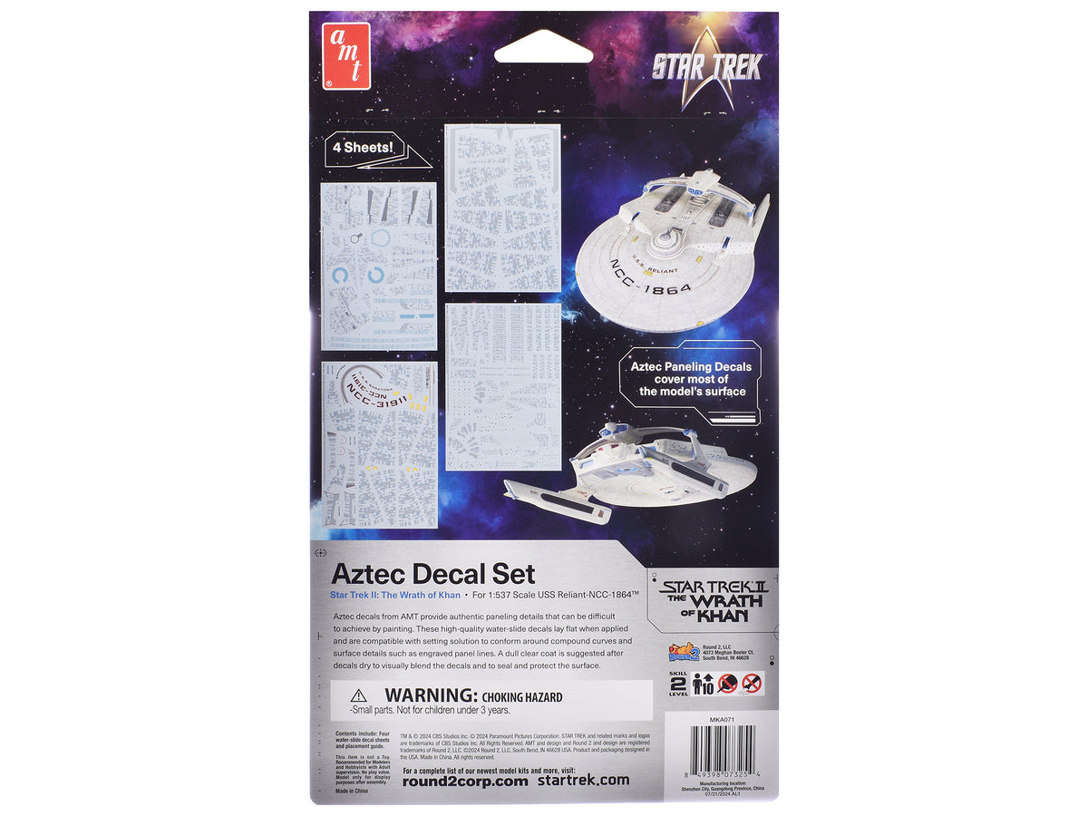 U.S.S. Reliant NCC-1864 Aztec Decal Set "Star Trek II: The Wrath of Khan" (1982) Movie 1/537 Scale Model