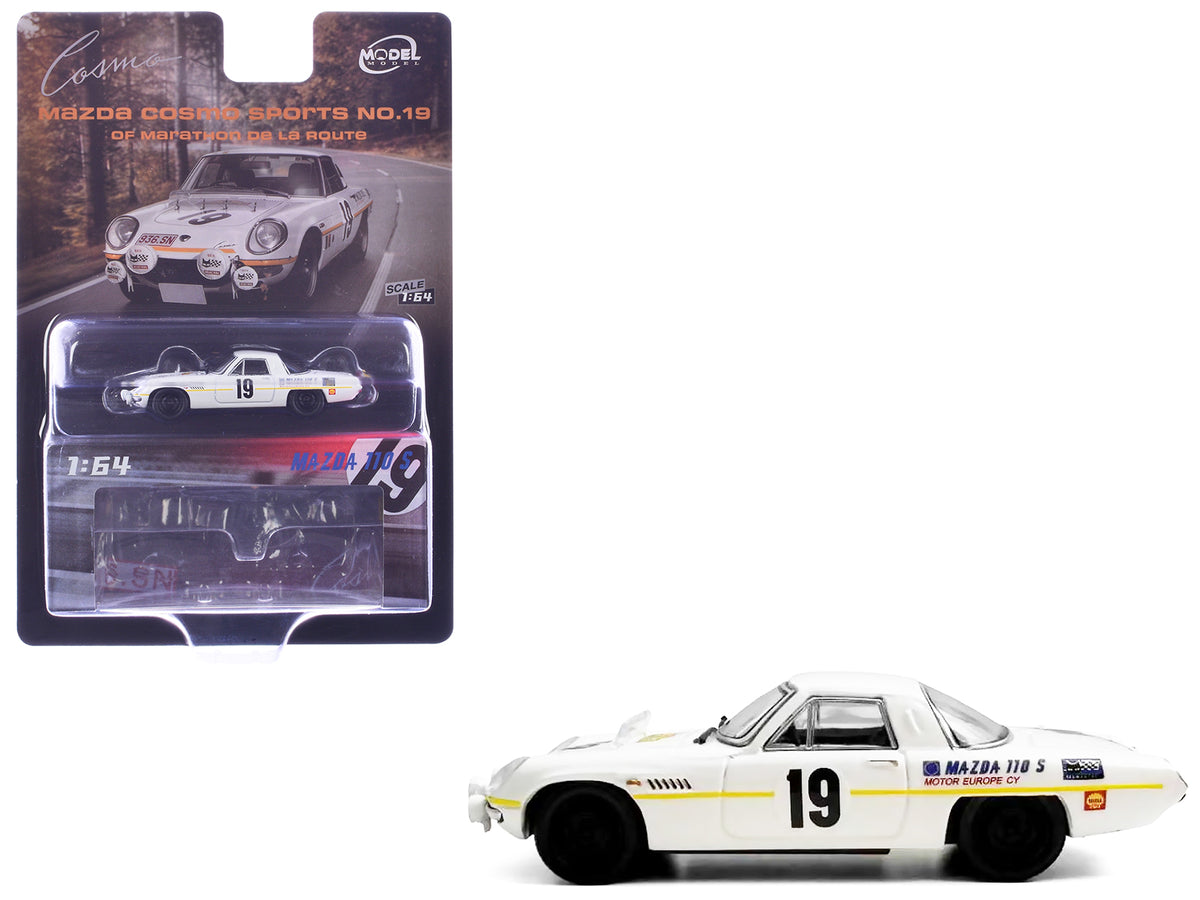 Mazda 110 S Cosmo Sports RHD (Right Hand Drive) #19 "Marathon de la Route" (1968) 1/64 Diecast Model Car