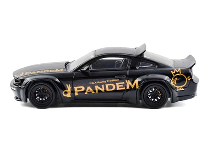 Pandem Mustang Black with Gold Graphics 1/64 Diecast Model Car