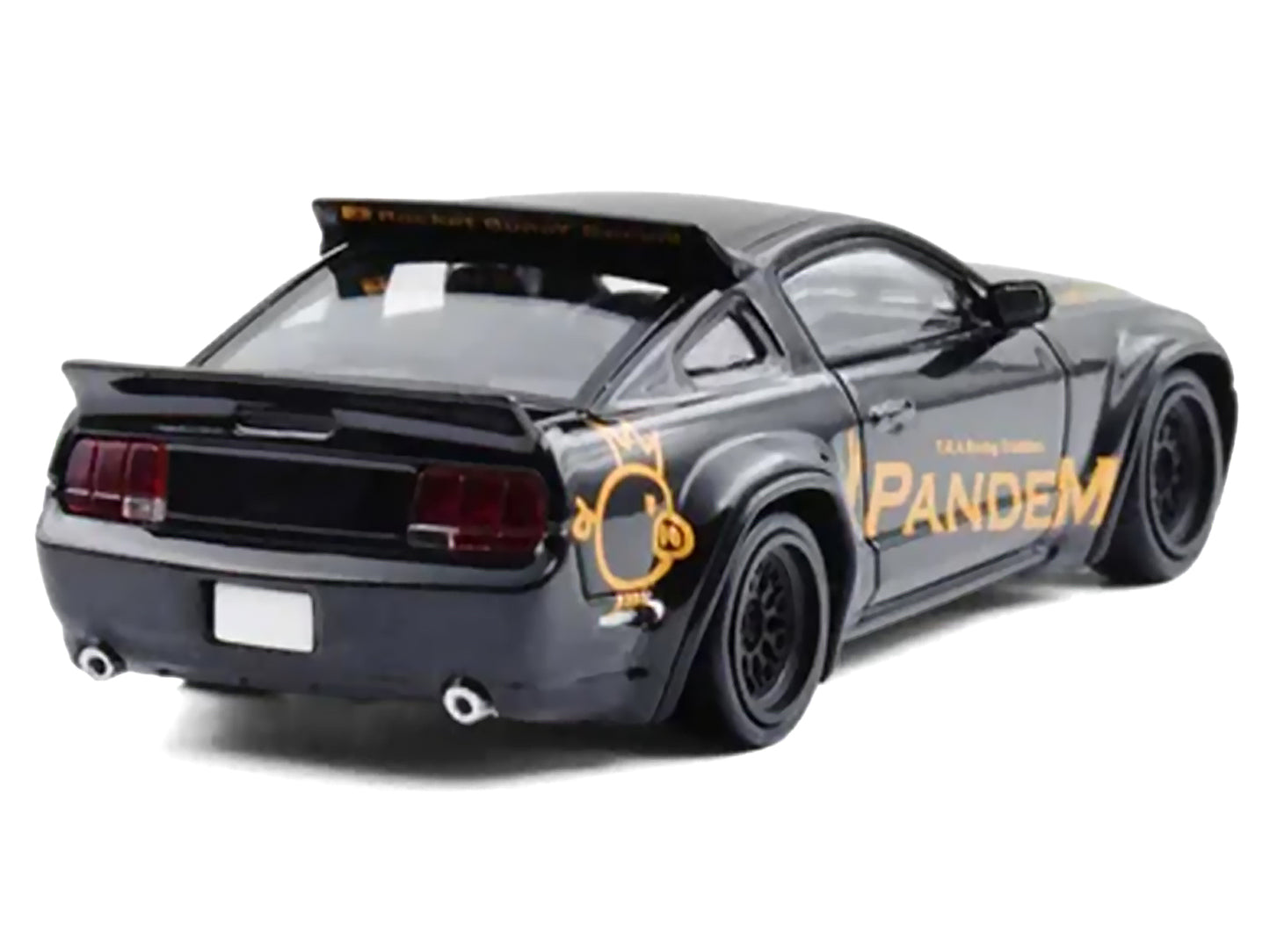 Pandem Mustang Black with Gold Graphics 1/64 Diecast Model Car