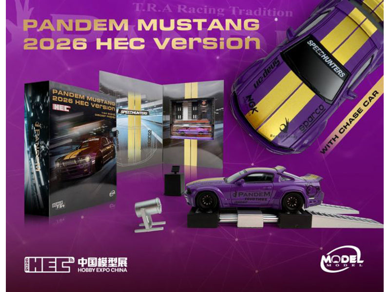 Pandem Mustang "SpeedHunters" Purple Metallic with Yellow Stripes "Hobby Expo China 2026 Event Edition" 1/64 Diecast Model Car