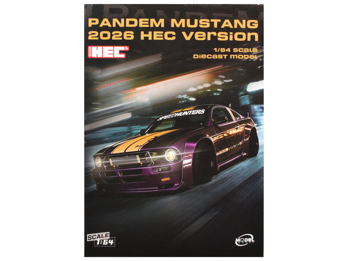 Pandem Mustang "SpeedHunters" Purple Metallic with Yellow Stripes "Hobby Expo China 2026 Event Edition" 1/64 Diecast Model Car